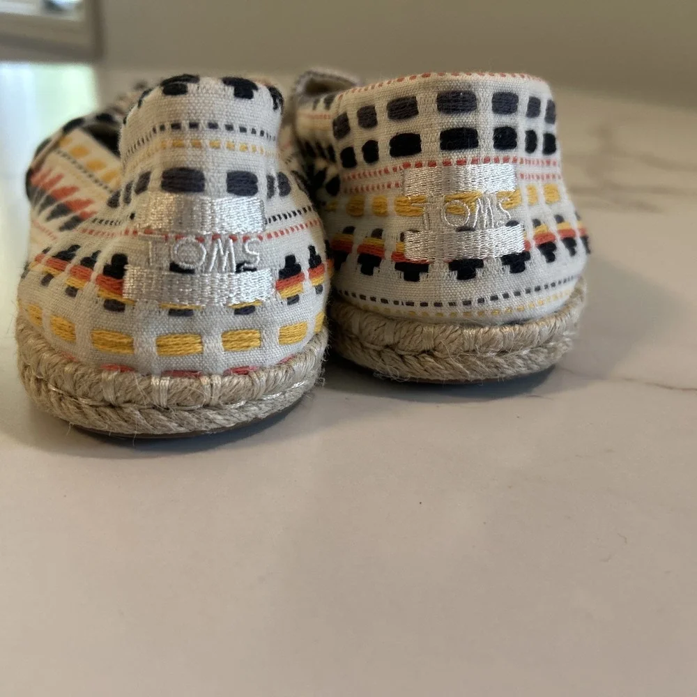 TOMS Alpargata Rope‎ Espadrille Flat Women's 8 Natural Woven Boho Embroidered